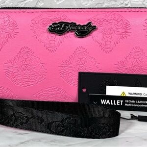 Ed Hardy Pink Embossed Vegan Leather Wallet